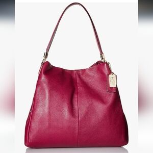 Coach Madison Phoebe In Classic Red Pebbled Leather, Gold Hardware, EUC
